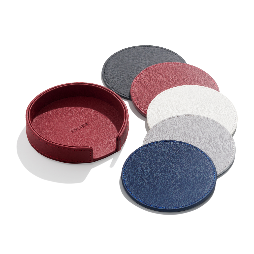 Blanc Leather Coaster Set