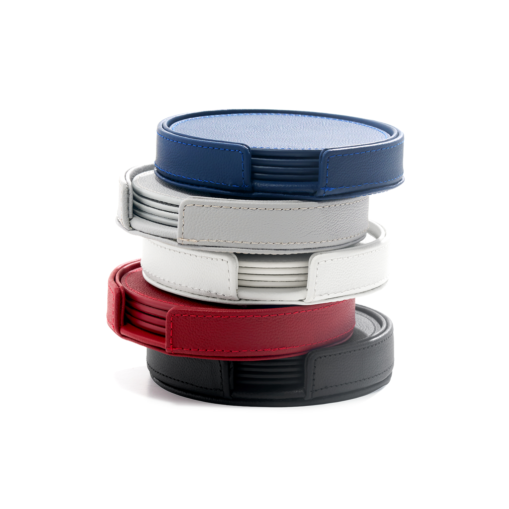 Blanc Leather Coaster Set