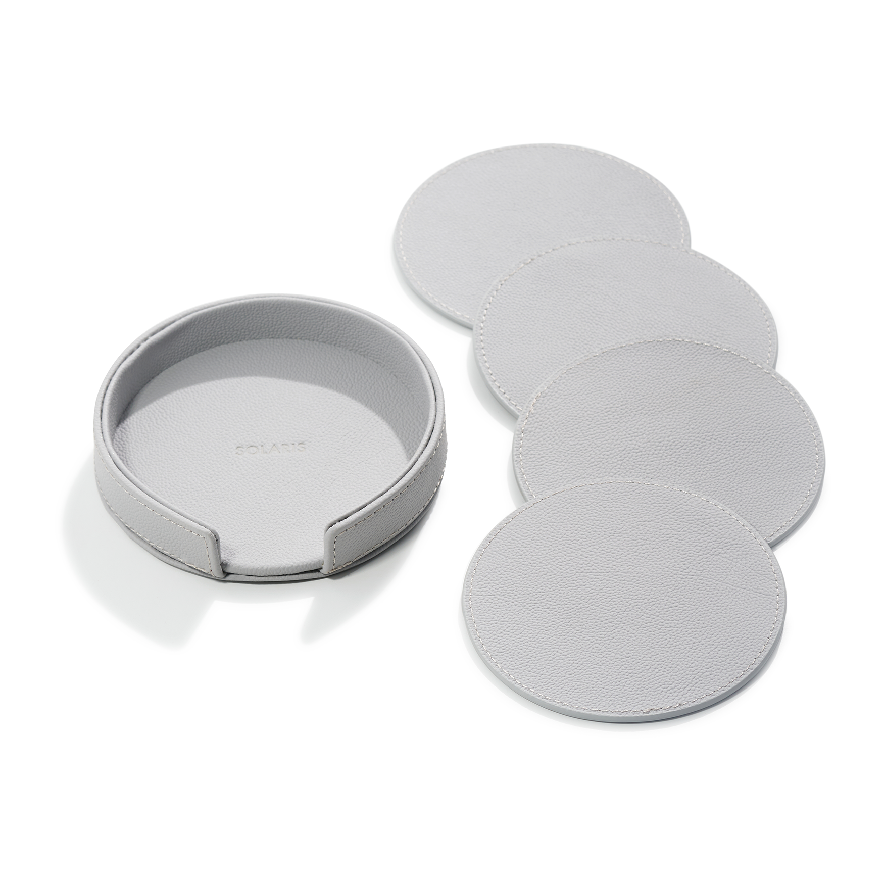 Blanc Leather Coaster Set