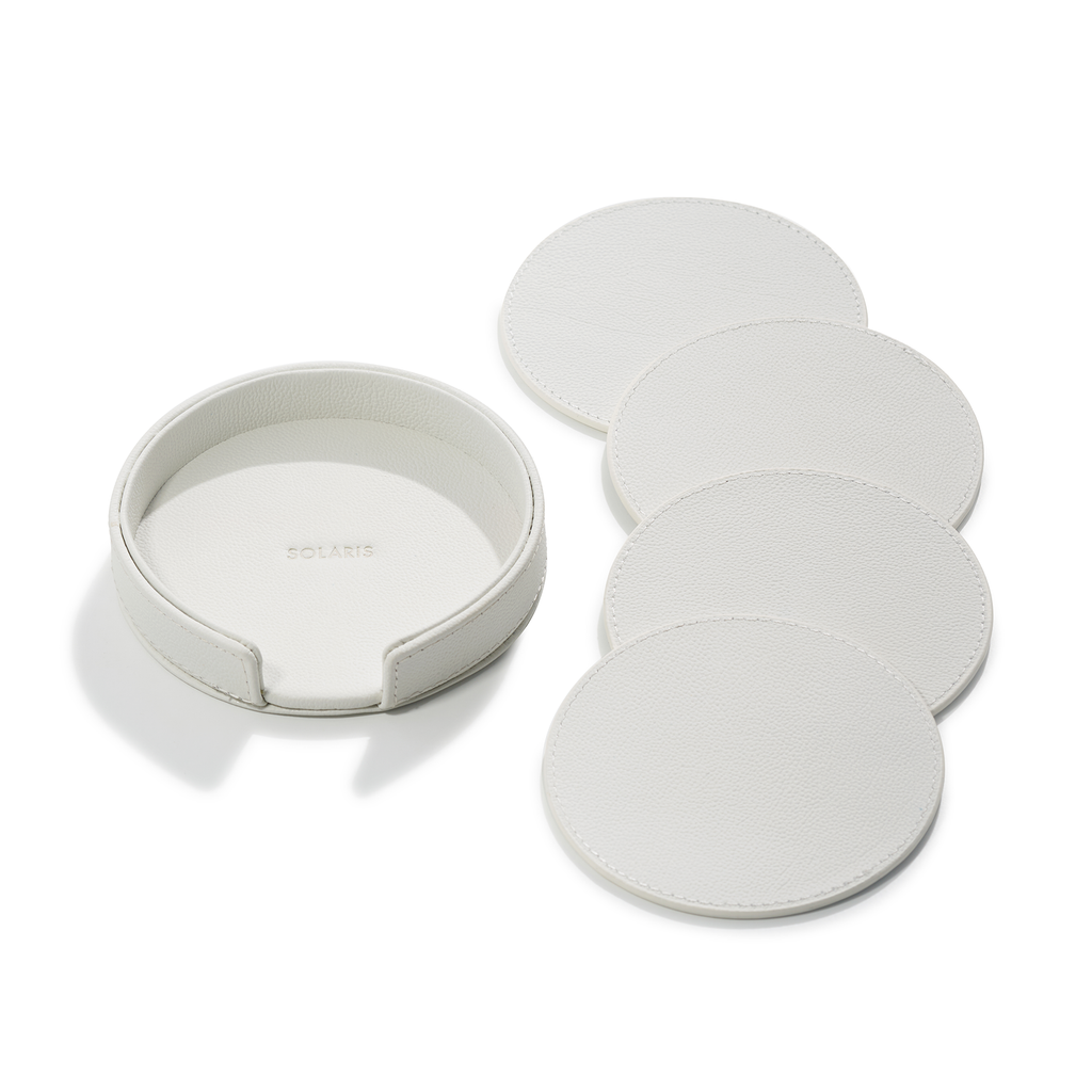 Blanc Leather Coaster Set