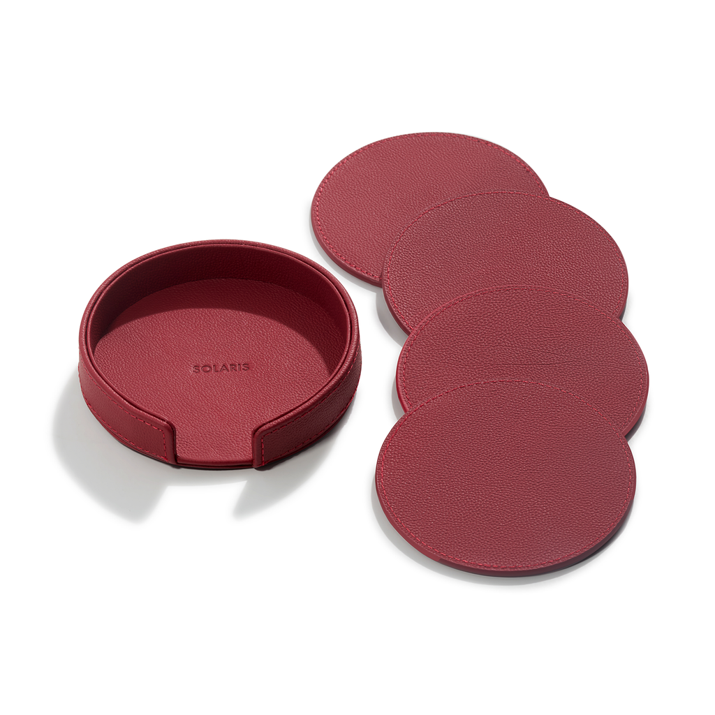 Blanc Leather Coaster Set