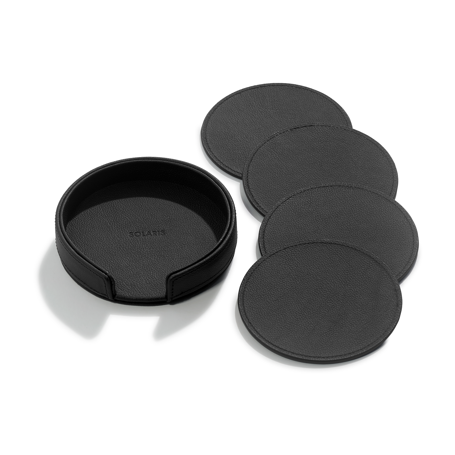 Blanc Leather Coaster Set