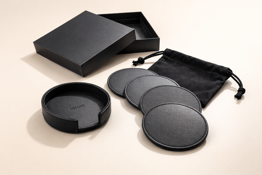 Blanc Leather Coaster Set