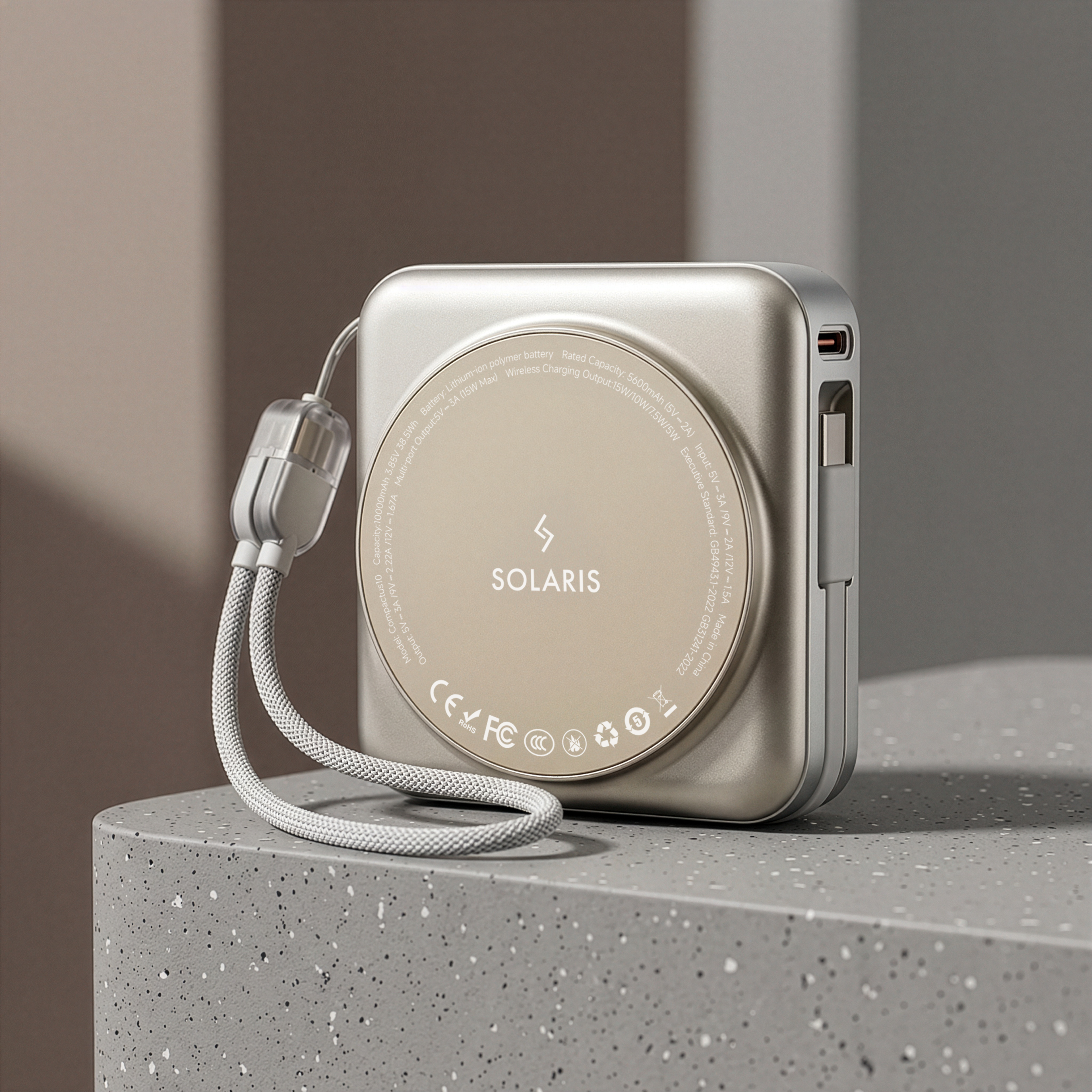 Compactus 10 Wireless Powerbank with Built-in Cable