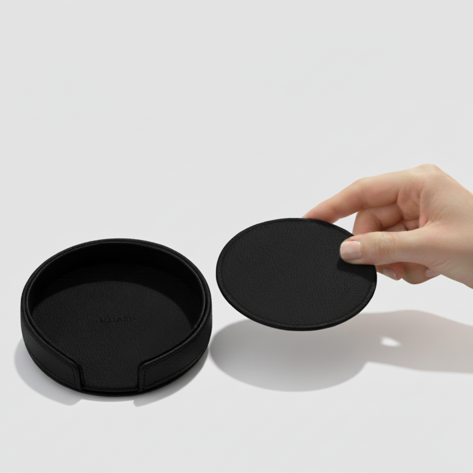 Blanc Leather Coaster Set