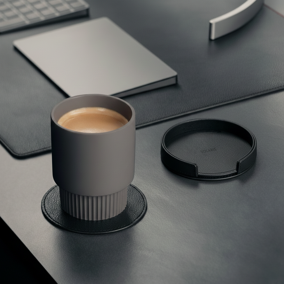 Blanc Leather Coaster Set