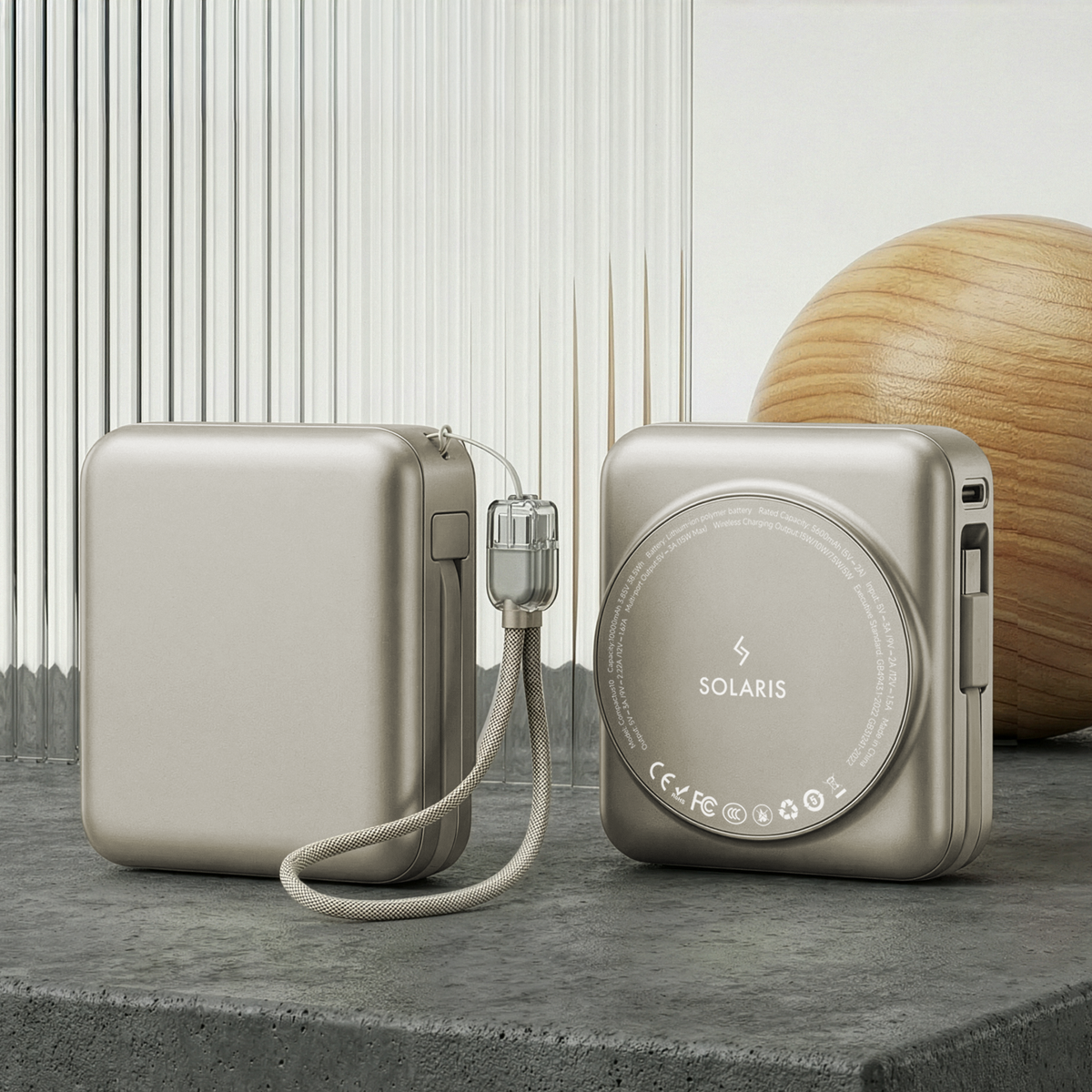 Compactus 10 Wireless Powerbank with Built-in Cable